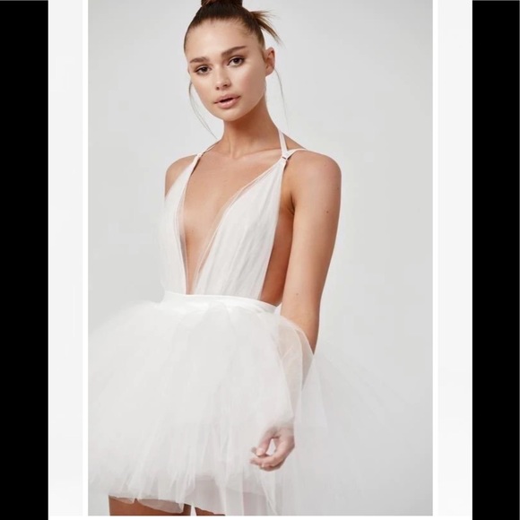 LEXI Nia white Backless Tutu Ballerina Tulle mini dress sz6 - Picture 2 of 7